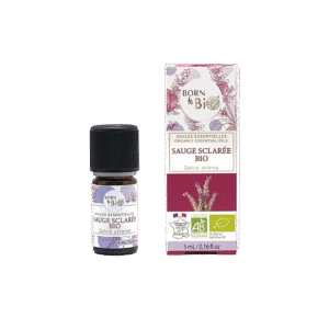 Eko salvia eterisk olja i brun glasflaska