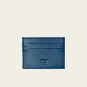 Slim korthållare i blått äppelläder – framsida