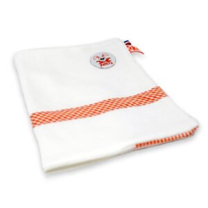 Hälsoboksskydd i ekologisk bomull med orange vichy-detaljer